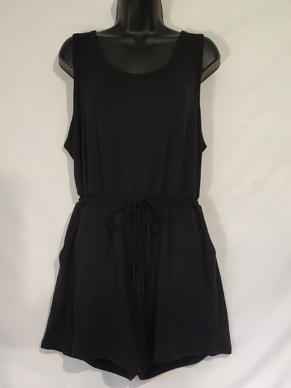 Athleta Black Sleeveless Drawstring Romper